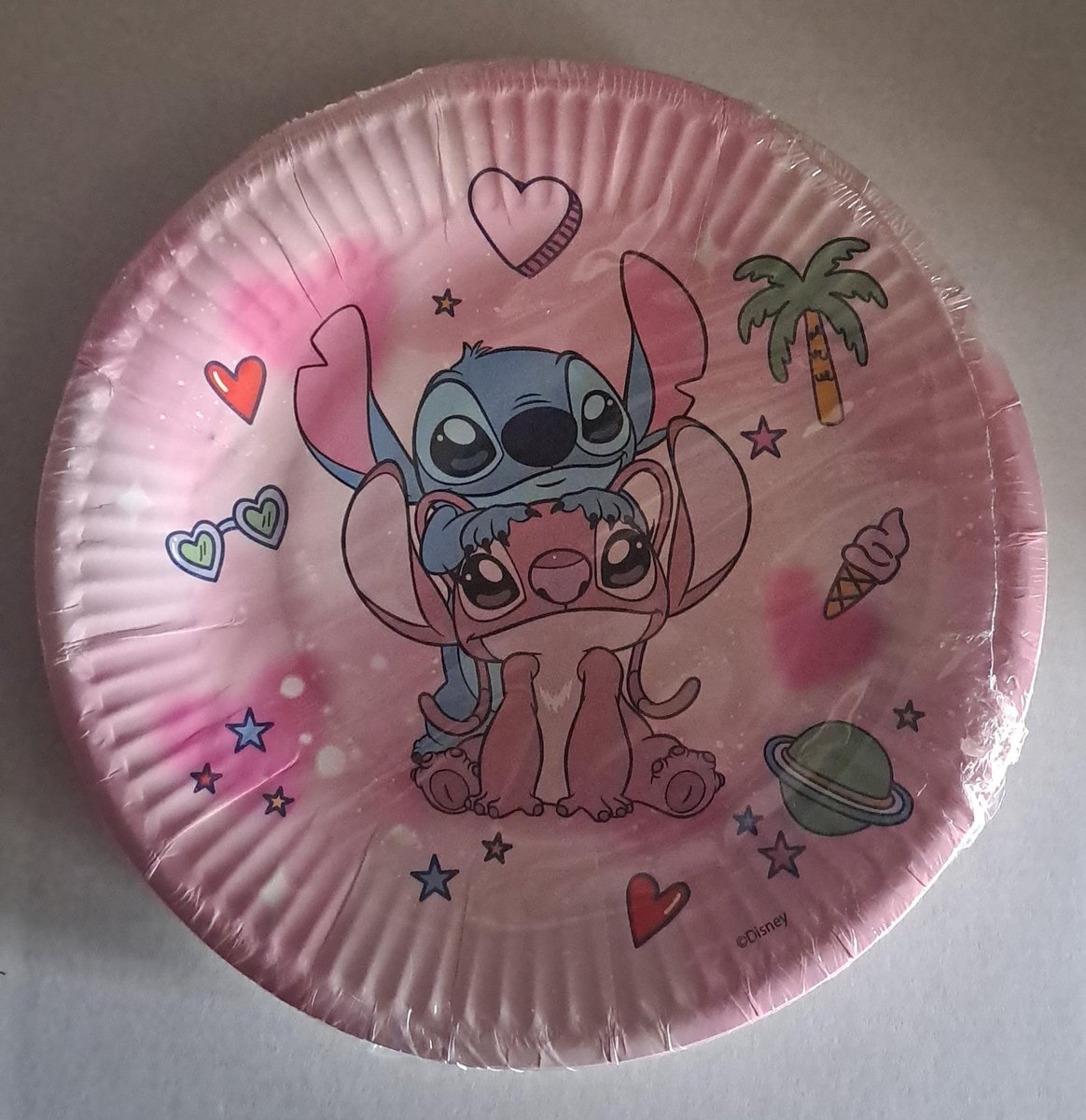 Disney Stitch Papieren Bordjes 20 cm 12 stuks Roze