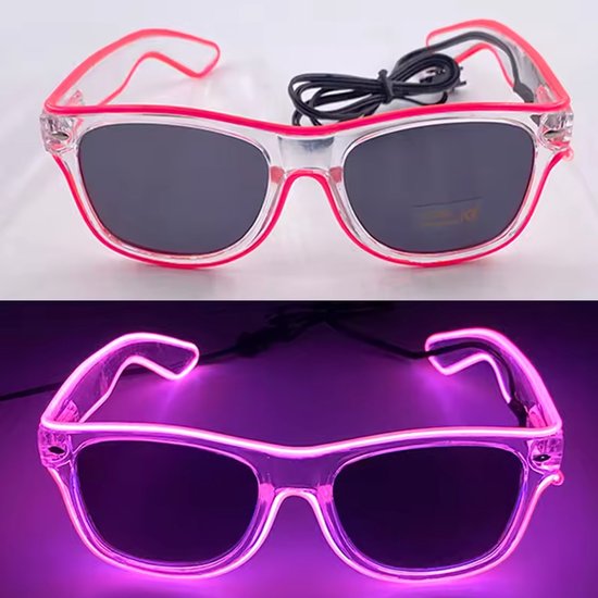 LED Bril - Feest - Roze - Paars - Party - Zonnebril - Lamp - Licht - Unisex van Merkloos — afbeelding 3