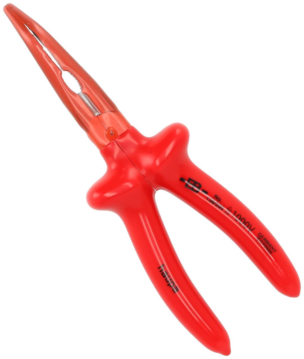 Haupa VDE geïsoleerde Langbektang gebogen 200 mm - 1000V - 45° gebogen, slanke bek - IEC 60900:2012-norm - 2-kleurige dompelisolatie - DIN ISO 5745