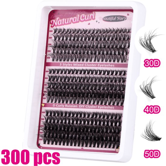 Faux cils - 300 pièces - 30D+40D+50D - 10-18 mm D curl - Éventails de volume préfabriqués - Éventails préfabriqués - Extensions de cils - Cils - Naturels - Morceaux de cils - Cils DIY