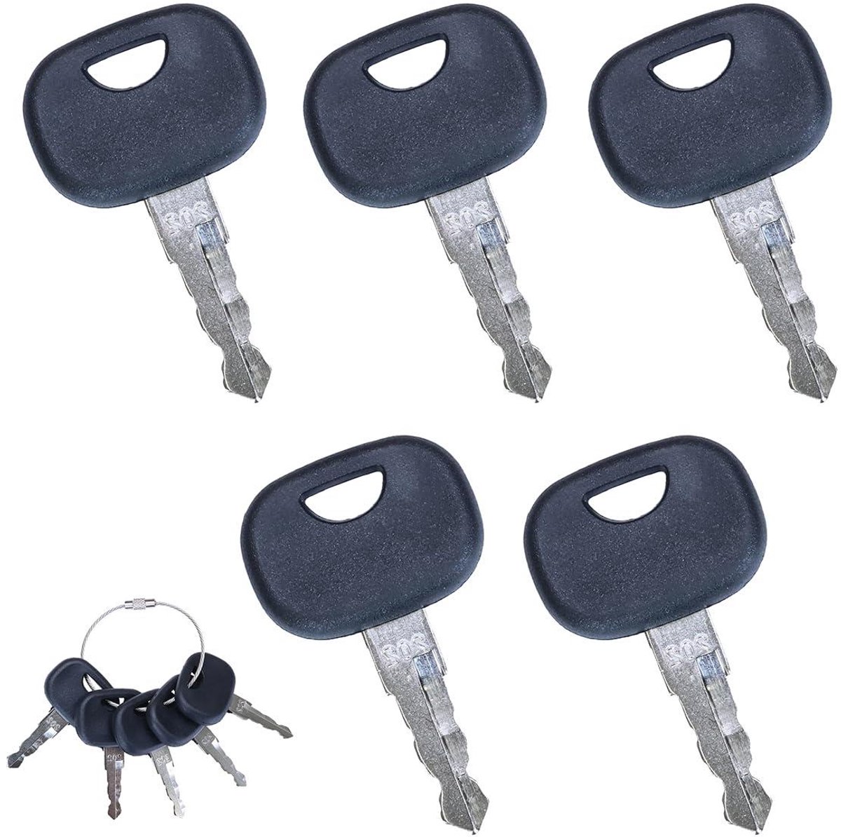 Allecto Plus - Contactsleutelset 5 stuks voor graafmachinestartschakelaar Volvo 202 landbouwgraafmachines - Vervangingssleutels