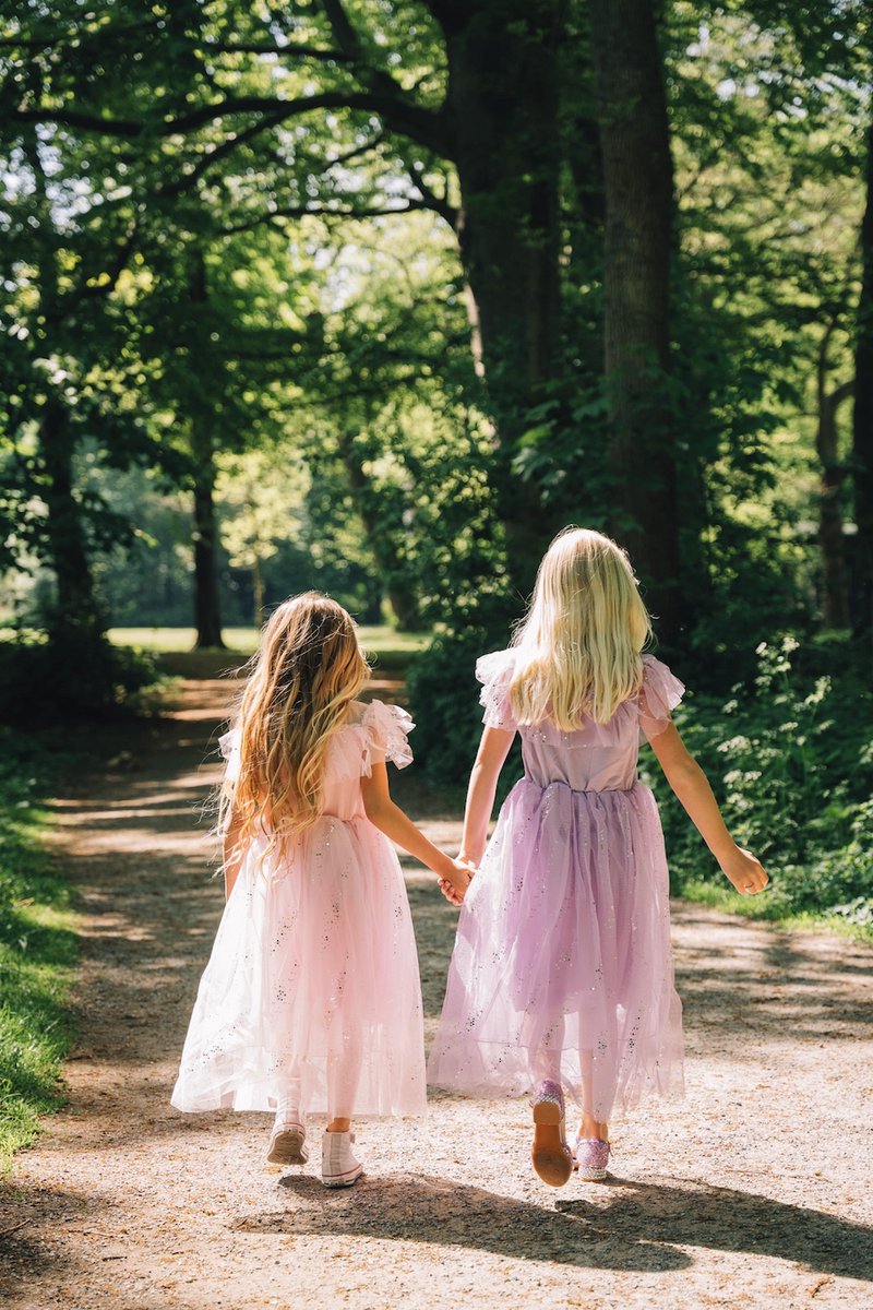 Prinsessenjurk meisje - Verkleedkleding meisje - Carnavalskleding - Paarse jurk - Het Betere Merk - Prinsessen Verkleedkleding - (120) - Haarvlecht - Cadeau meisje - Prinsessen speelgoed — afbeelding 5