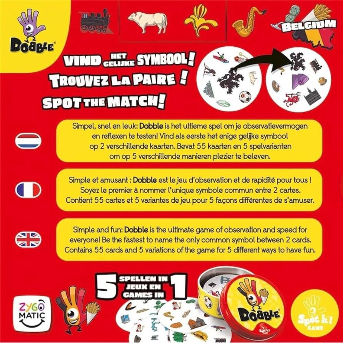 Dobble België: Snelheids- en Observatiespel voor 2-8 spelers — afbeelding 3