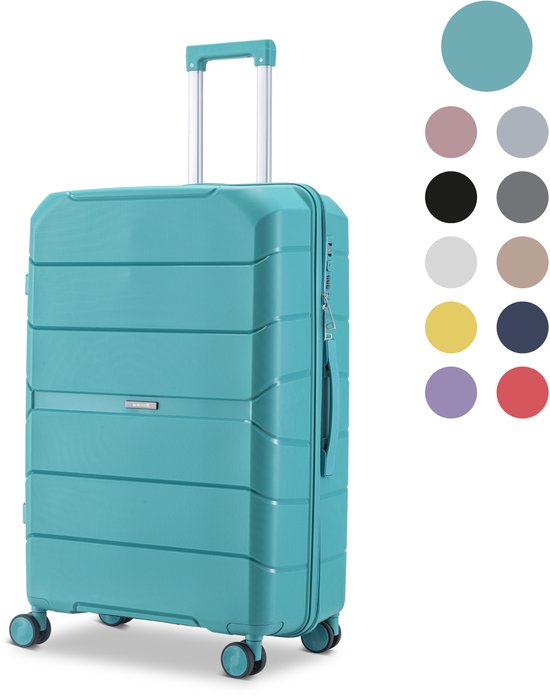 SKYCASES Urban Adventurer - Medium Reiskoffer - Cijferslot - 44x27x66cm - 78L - Trolley met Kofferslot - Spinner wielen - Groen V2