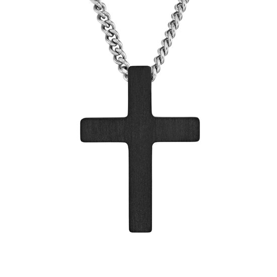 Collier Croix Argenté Acier Inoxydable - Pendentif 41-45 Cm (Sans Marque)
