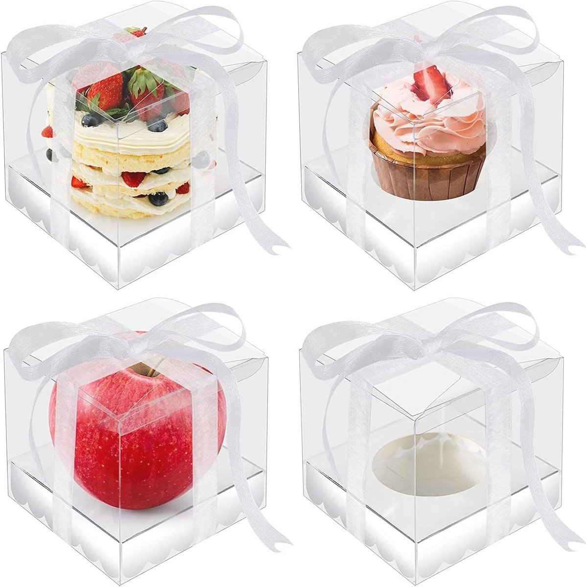 Transparante geschenkdozen 20 stuks - 9 x 9 x 11,5 cm - Ideaal voor cupcakes, macarons en snoep
