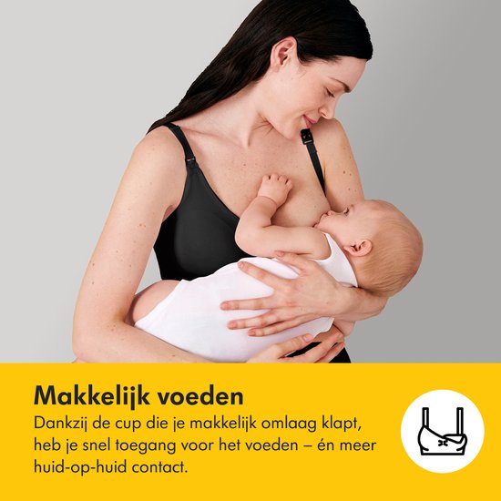Medela 3 en 1 Soutien-gorge d'allaitement et pompe pour la grossesse, l'allaitement et l'expression - Doux avec stretch - Zwart - Taille M