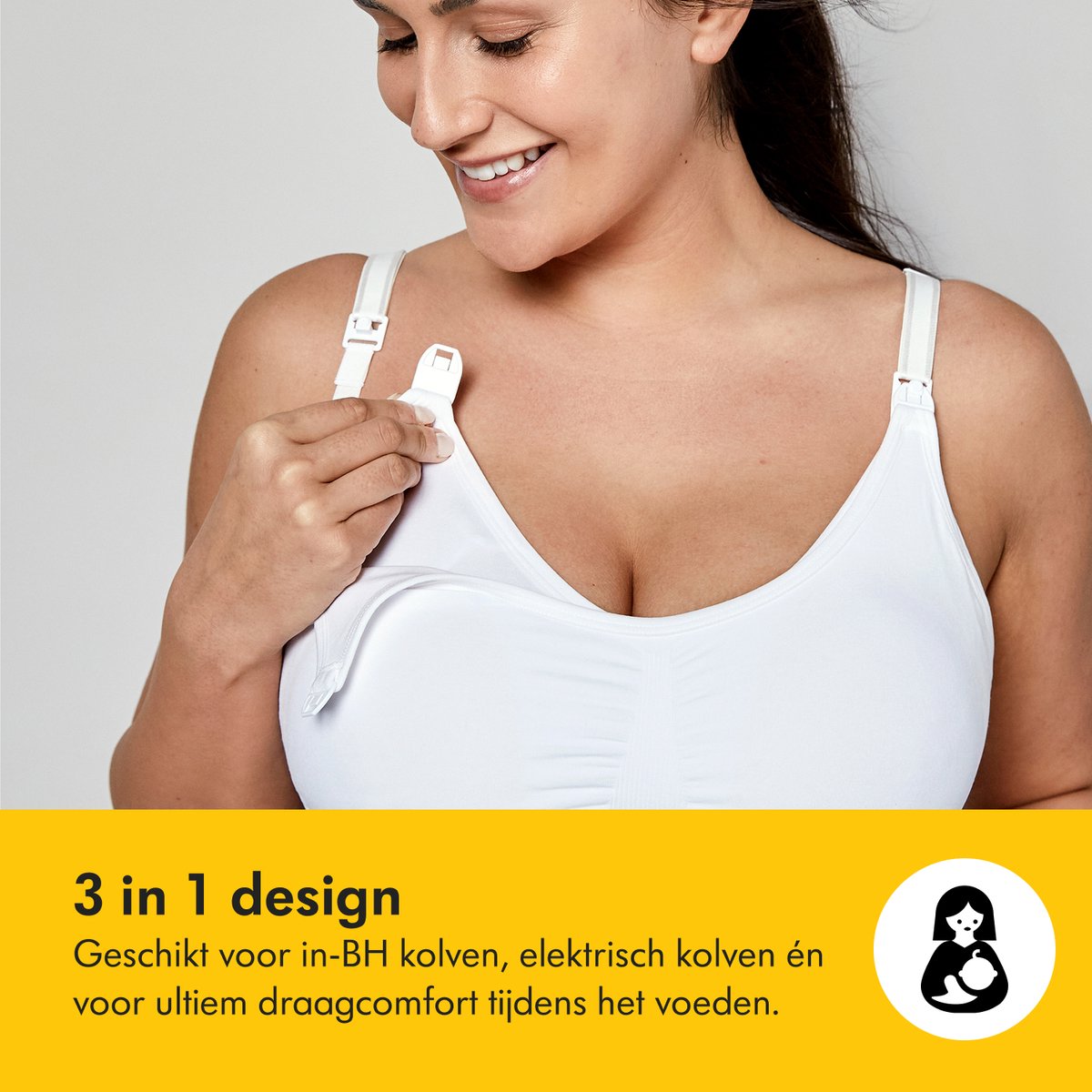 Medela 3-in-1 Voedingsbh en kolf bh voor zwangerschap borstvoeding en kolven - Zacht en met stretch - Zwart - Maat M thumbnail 5
