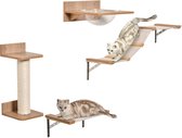 PawHut - Kattenklimmuur - Bestaande uit 4 Delen - Lichtbruin - D30-461