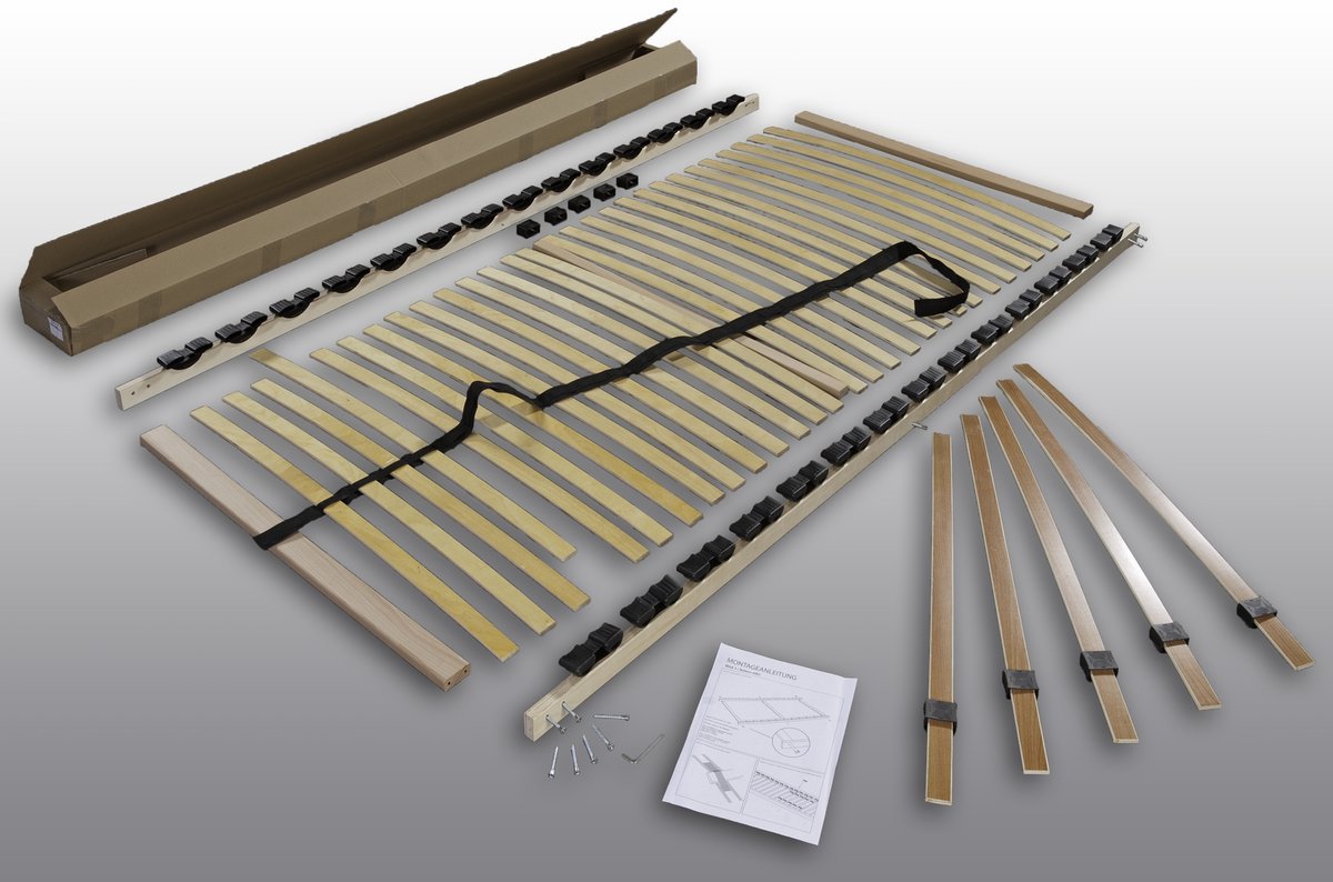 Nessa® Lattenbodem 80x200 cm - 28-lats Rolbodem als Bouwpakket - Verstelbare Hardheid in Middenzone - Geschikt voor alle Matrassen