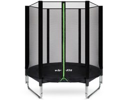 VirtuFit Trampoline met Veiligheidsnet - Zwart - 183 cm - Met Dubbelzijdige Rits - Met Trapje - Water- en UV-bestendig - Kinder Trampoline - Trampoline Rond met Net - Trampolines & Accessoires