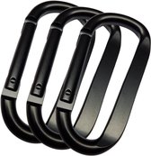 DX - Triopakket Karabijnhaak Plat - 3 stuks - 6x60mm - D-Vorm Carabiner- Zwart- Platte Musketonhaak