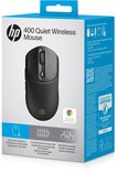 Verpakking van de HP 400 Stille Draadloze Muis in het zwart, met afbeelding van de muis en tekst.