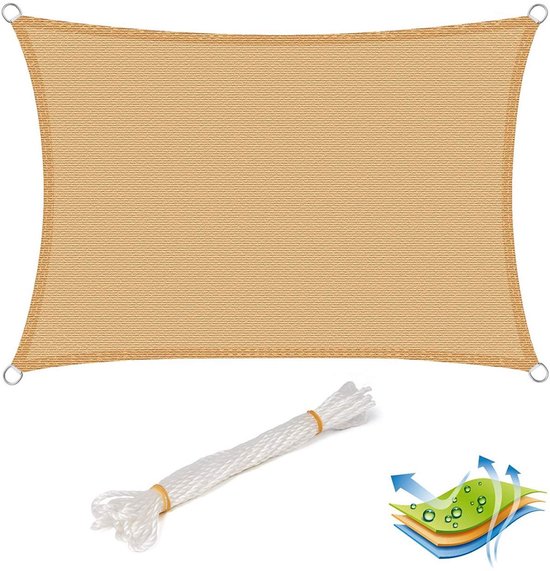 vidaXL Zonnescherm HDPE - Vierkant - 2x2 m - crème Zonnescherm - Parasols