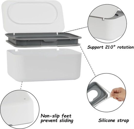 Vochtige Doekjes Dispenser - Vochtige Doekjes Houder - Stofdicht - Babydoekjes Opbergdoos - Tissue Houder - Voor Vochtige Doekjes, Nat Toiletpapier — afbeelding 4