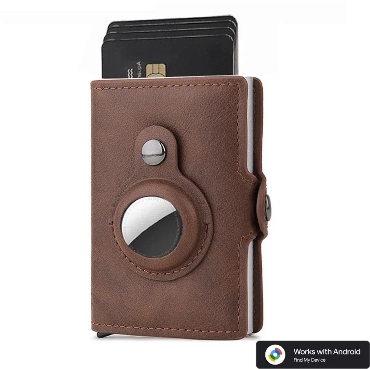BlueTime - Luxe Portemonnee - Inclusief Tag - RFID-blokkeerkaarthouder - Pop-up Slide-kaarthouder met portemonnee met ritssluiting - Geschikt voor Android Find My Device
