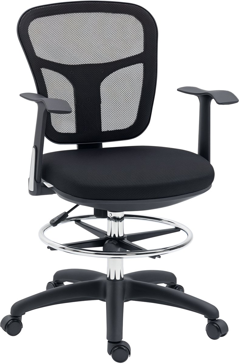 Vinsetto-Bürostuhl-Mesh(100% Polyester), Stahl-59L x 59B x 95-115H cm-Schwarz