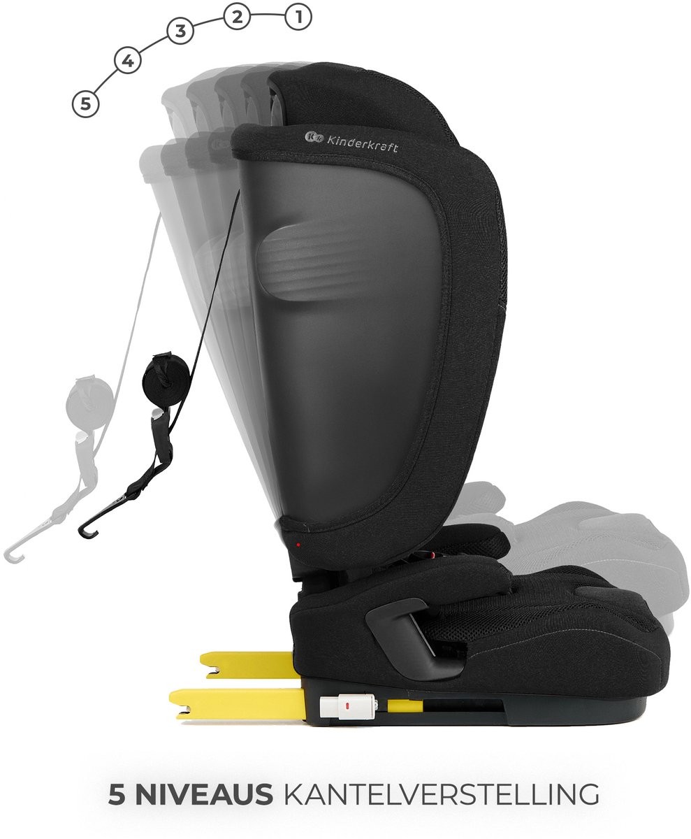 Kinderkraft FIX2GO I-SIZE Autostoel – 76-150 cm – Met Isofix – Groep 2/3 – Zwart thumbnail 4