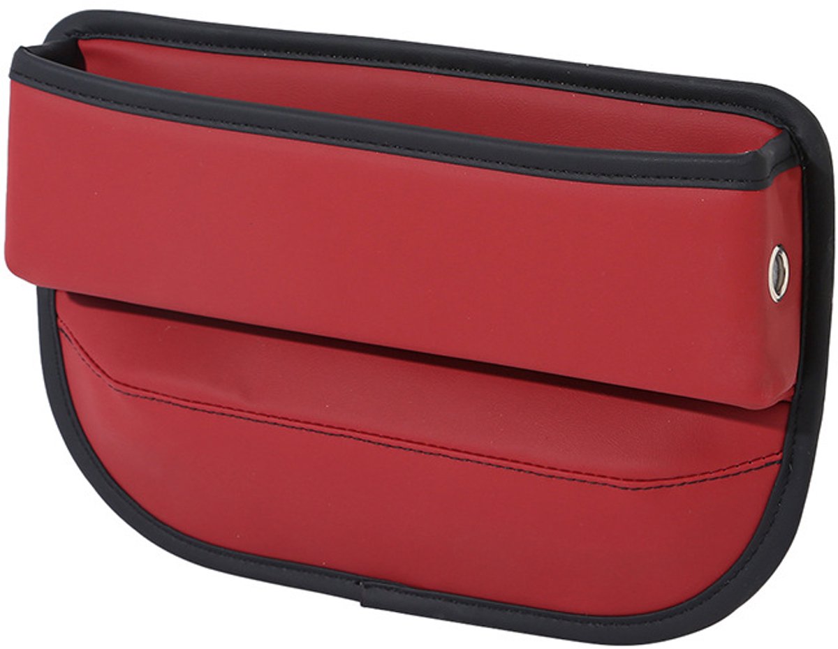 Image of 1 opbergdoos voor autostoelen, organizer voor de opening van de autostoel, middenconsole voor auto's, zijvak voor de voorstoelen, leren opbergtas voor kleine spullen, mobiele telefoons (rood)