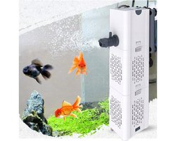 Waterpomp - Aquarium Filterpomp 6W - 500 L/Uur Capiciteit - Met 3 Uitlaten & Biologisch Spons - IP68 Waterdicht - Voor Vissenkom & Vijver - Eenvoudige Installatie