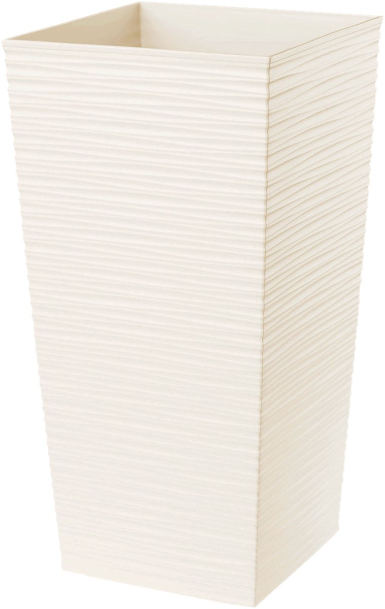 KADAX Bloempot, bloembak van kunststof, plantenbak voor bloemen, binnen en buiten, tuin, balkon, terras, huis, weerbestendig, imitatie rotan (57 cm hoog, crème)