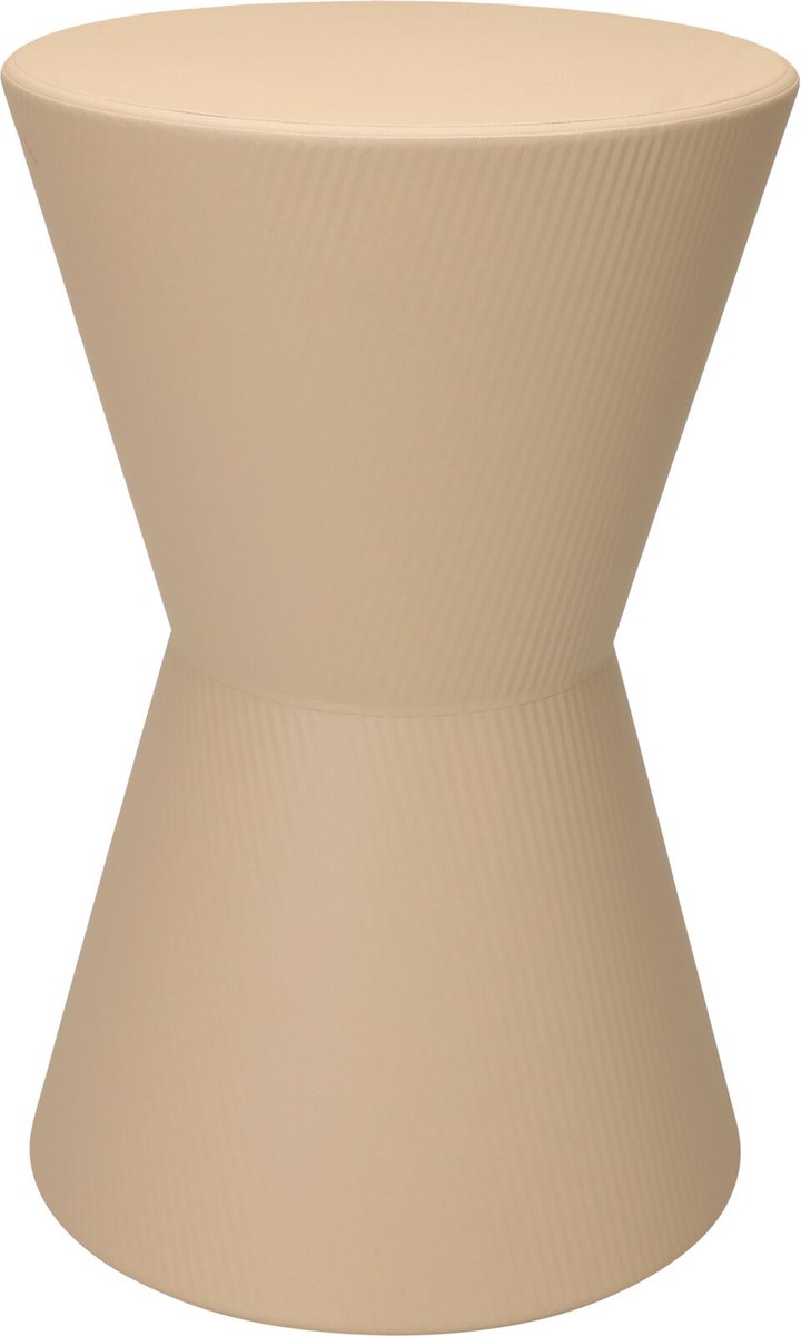 Home & Styling Bijzettafeltje Symetric - beige - D29x H45 cm - Zink - plantenpot verhoger - koffie en lampen tafel