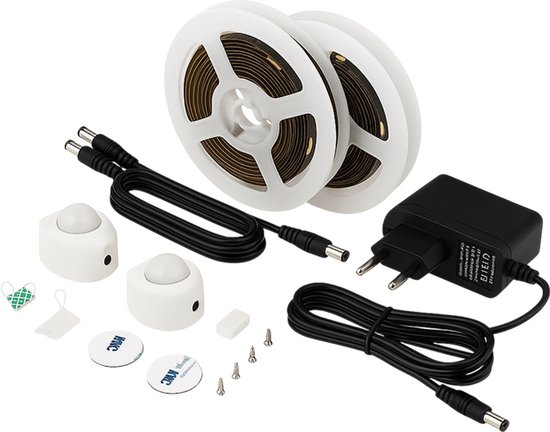 Bande lumineuse LED pour lit - 12 V 3 W/m - Wit chaud 3000 K - Avec détecteur de mouvement - Intensité variable - Veilleuse sous le lit
