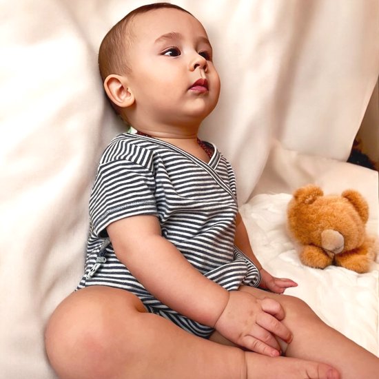 Body kimono bio à manches S S Bébé , à rayures, OrganicEra