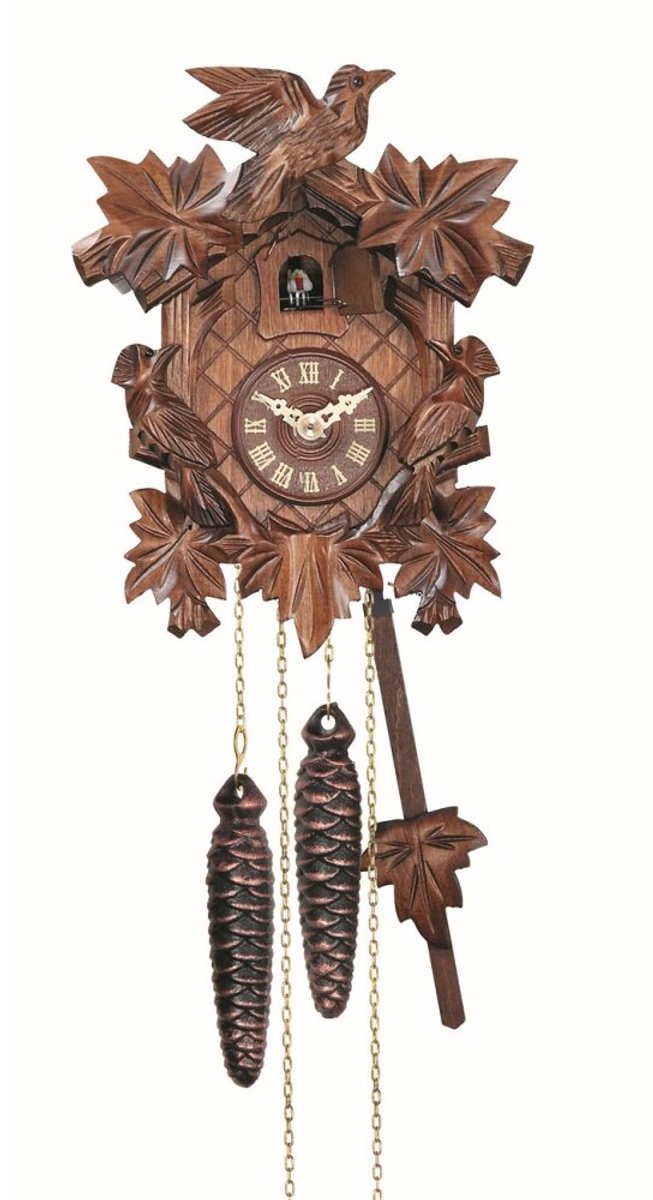 Engstler 623_Q - Koekoeksklok - Kwarts - Notenhout - 22 cm Bruin