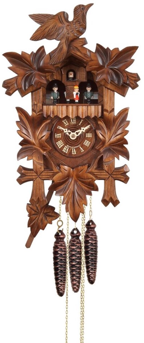 Engstler 532_MT - Koekoeksklok - 1-daags kettinguurwerk - Notenhout - met muziek met dansend paar - 35 cm Bruin