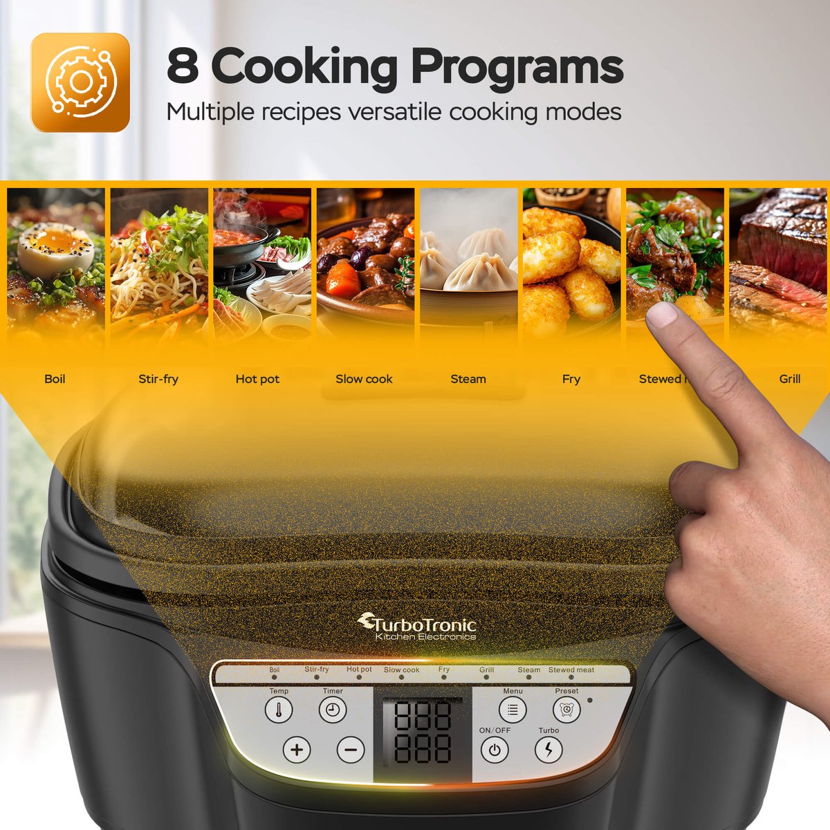 TurboTronic DMC24 Multicooker - Rijstkoker - Stoomkoker- 5 liter - RVS - Zwart – foto 4