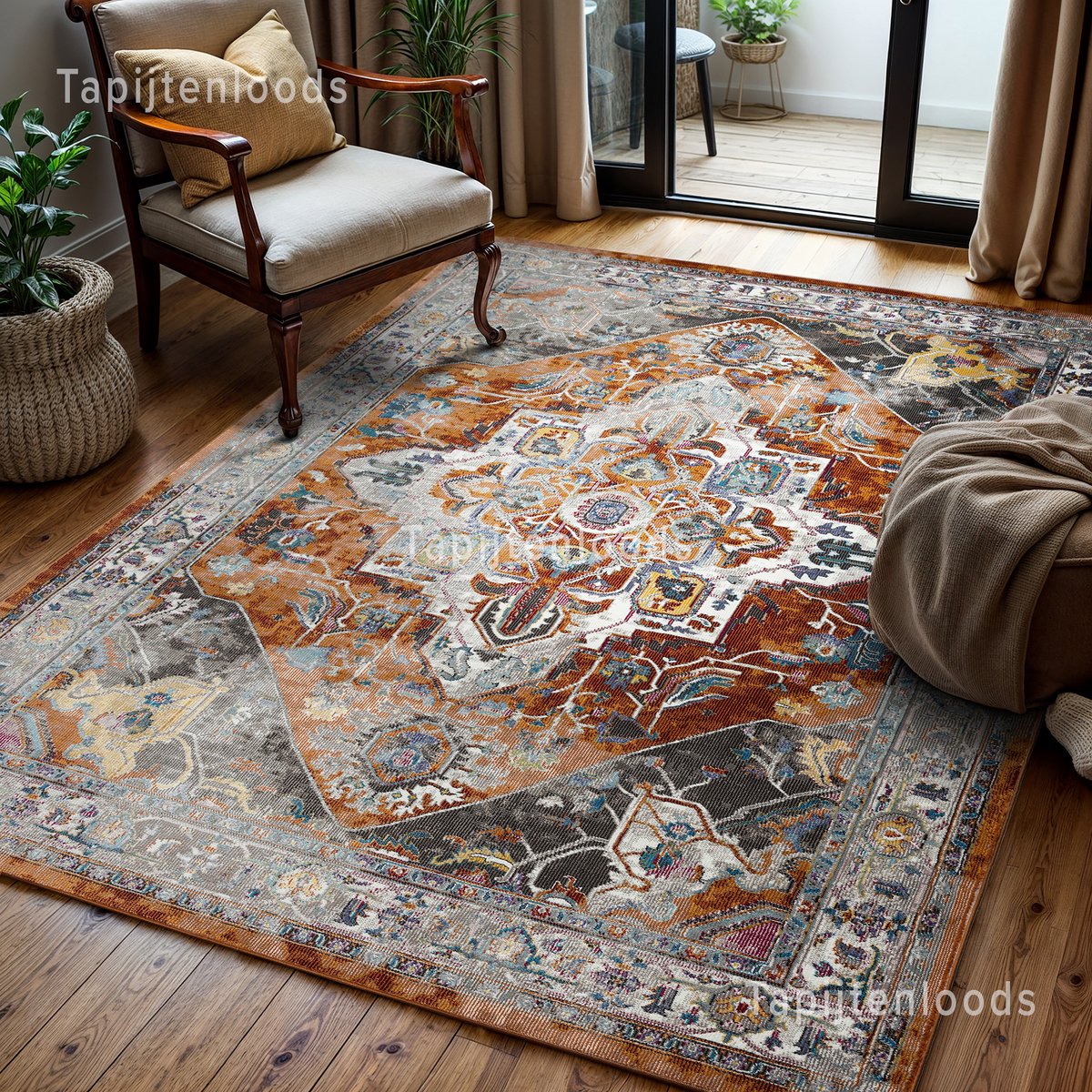 Muratap Picasso Castana Vintage Vloerkleed Terra / Multi Laagpolig- 240x290 CM Oranje
