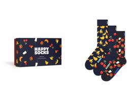 Happy Socks unisex giftbox 3P sokken food blauw & zwart
