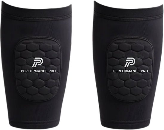 Performance Pro Ingebouwde Mini Scheenbeschermers - Scheenbeschermers voetbal - Shin Pad Sleeve - Voetbal scheenbeschermers - Lengte 145cm tot 165cm - Kids en Volwassenen - 12*7 cm - Met opbergzakje - Zwart