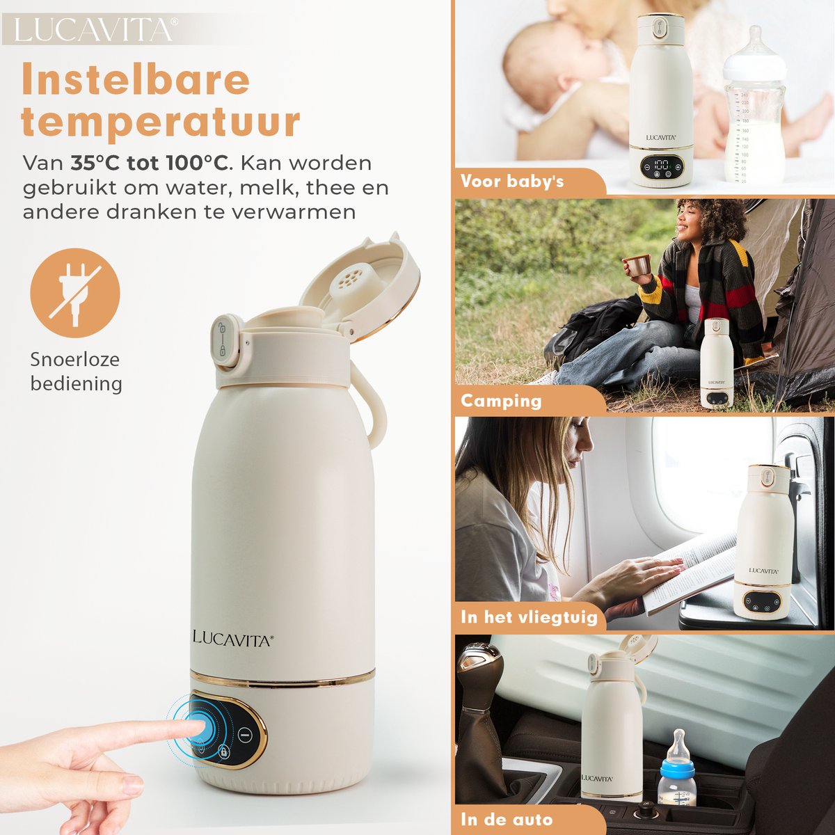 Flessenwarmer Baby-Flessenwarmer Draadloos-Draagbare Flessenwarmer voor onderweg én
