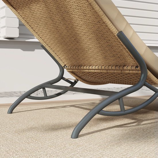 Ligbed - Tuin - Zonnebed - Ligstoel - Loungebed - Weerbestendig - Verstelbaar - Buiten - Opklapbaar - Beige van GranMaison — afbeelding 5