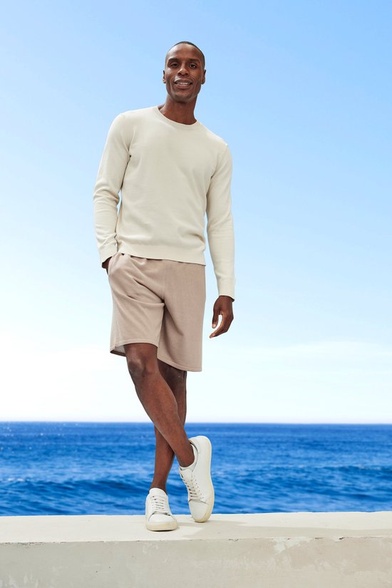 FALKE Basic Cotton Crew Neck elegante klassieker katoen trui heren grijs - maat L