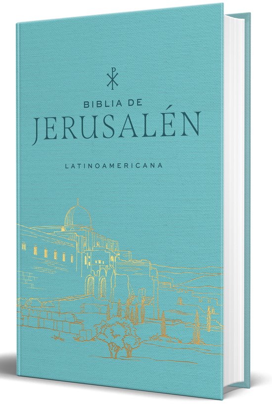 Omslag van Biblia de Jerusalén Latinoamericana – tela azul turquesa
