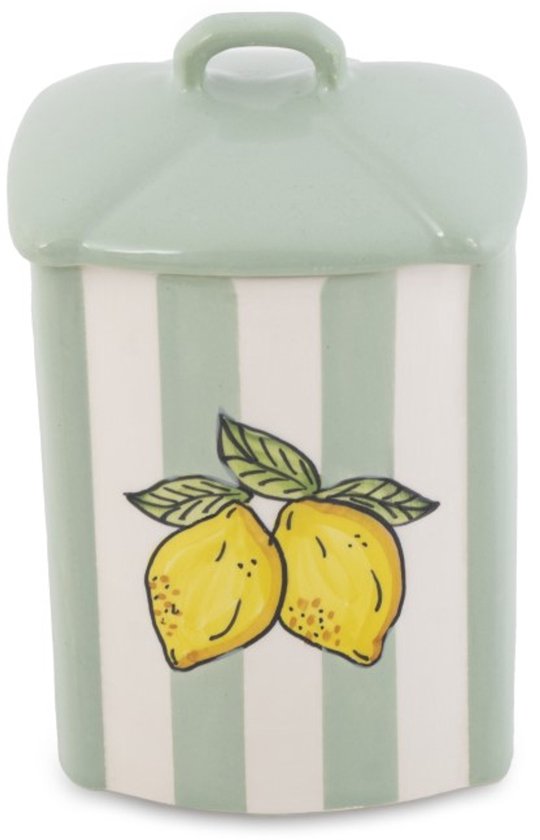 Foto: Voorraadpot fruity citron groen wit handgemaakt 18 x 11 cm vp ci 00 dishes deco