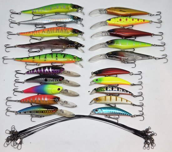 Kunstaas set 30 delig - Cadeautip! - Alle type roofvis - Pluggen - Crankbaits - stalen onderlijn - Snoek - Snoekbaars - Baars — afbeelding 2