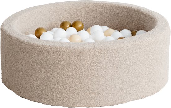 Ronde Ballenbak met 200 Pastelroze/Muntgroen/Wit/Beige ballen, 90x30cm