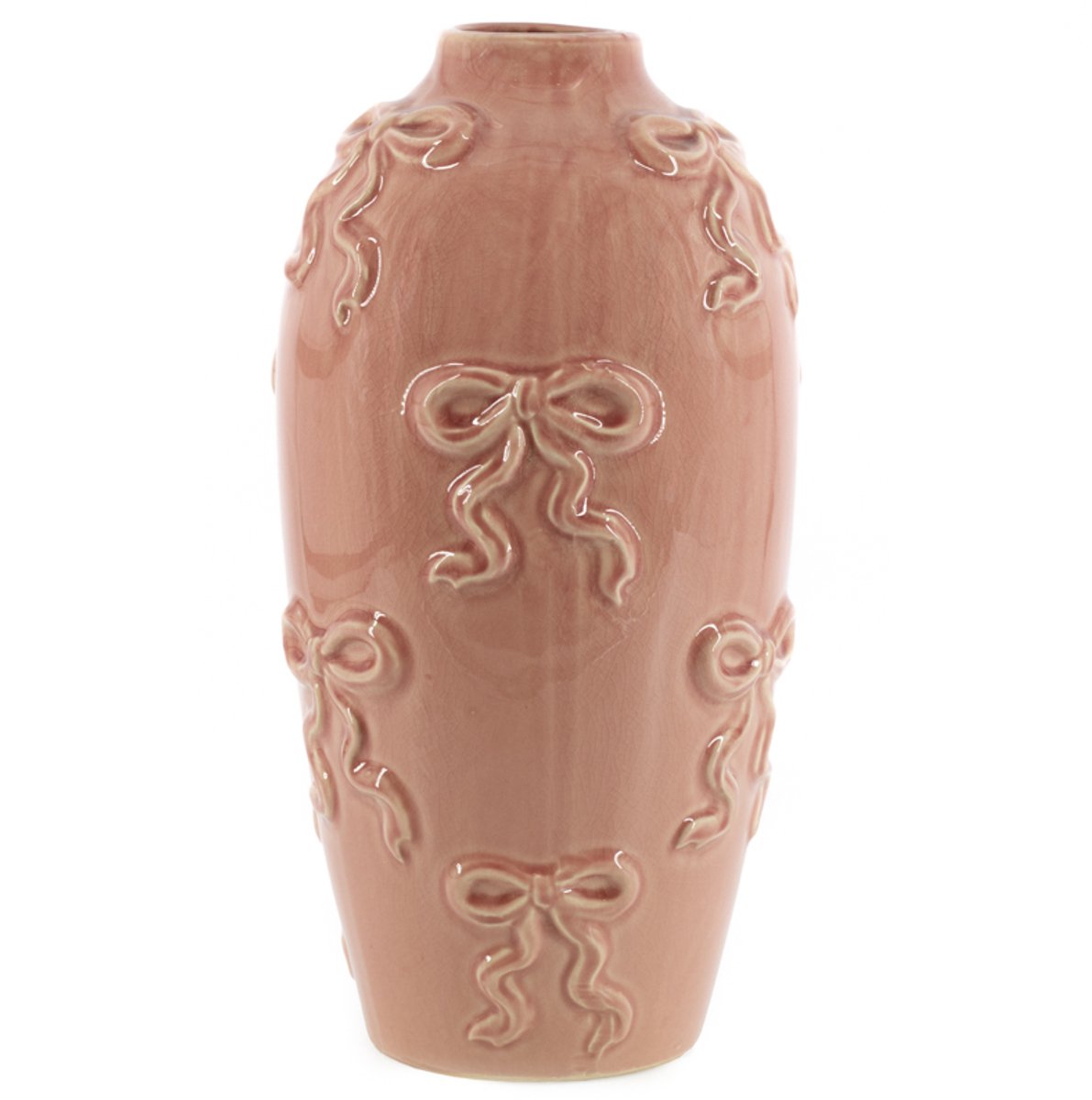 homebound by ky Aardewerk vaas Bows roze | bloemenvaas | 17,5x17,5x35cm
