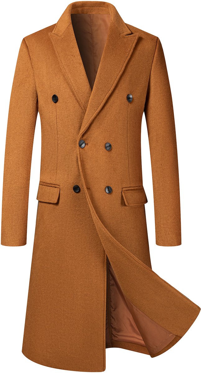 ALLTHEMEN Heren Wollen Dikke Coat - Slim Fit Overgangsjas - 3XL