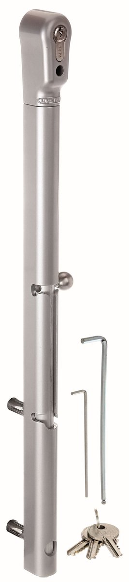Alberts 415617 LOCINOX grendel KEYDROP, afsluitbaar, aluminium, met profielhalvecilinder, voor profielen vanaf 40 x 40 mm, met dieptevergrendeling van 140 mm