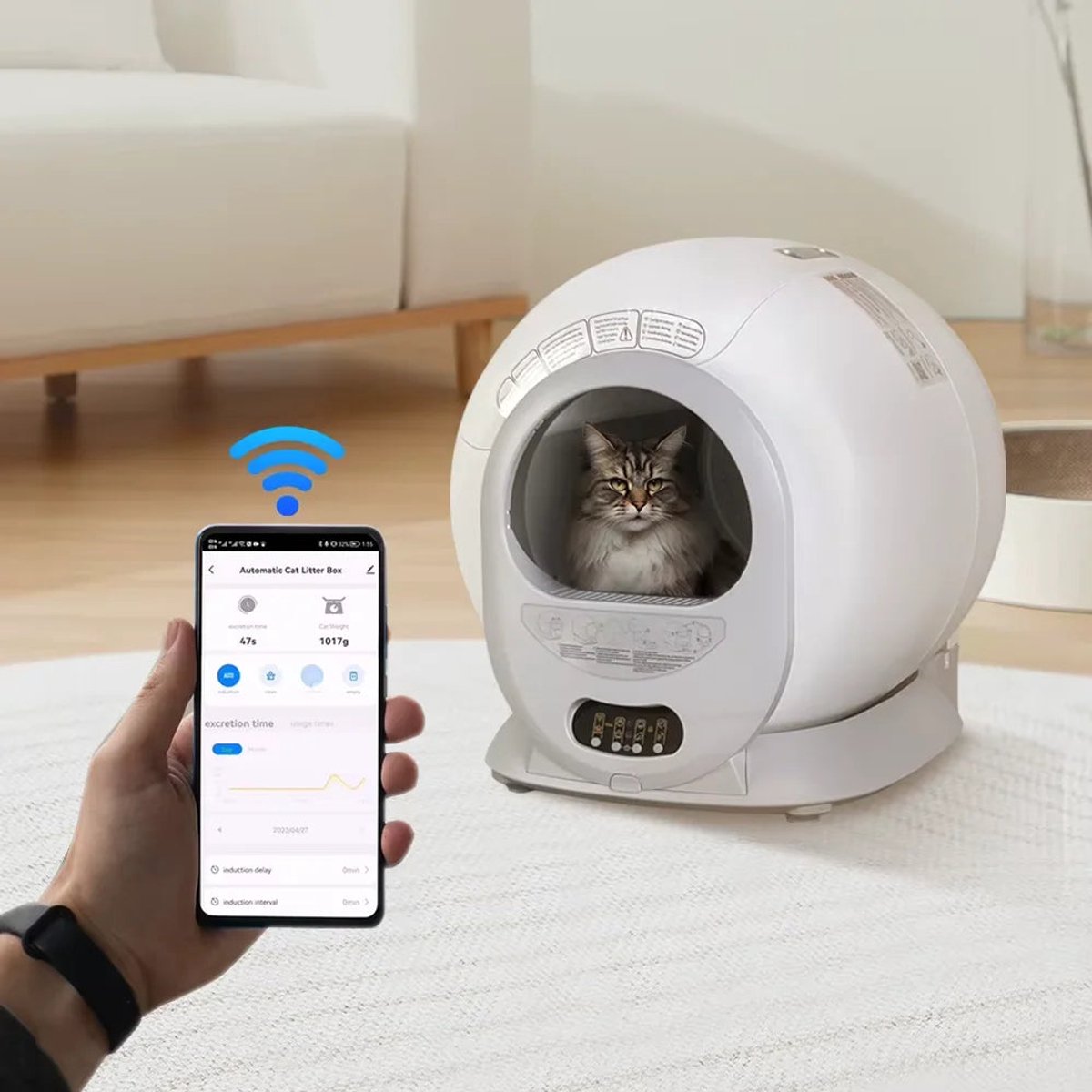 Kattenbak – Automatische Kattenbak – Zelfreinigende Kattenbak – Elektrische Kattenbak – Slimme Kattenbak – Grote Afvalcontainer – Geurabsorberende Aromatherapie