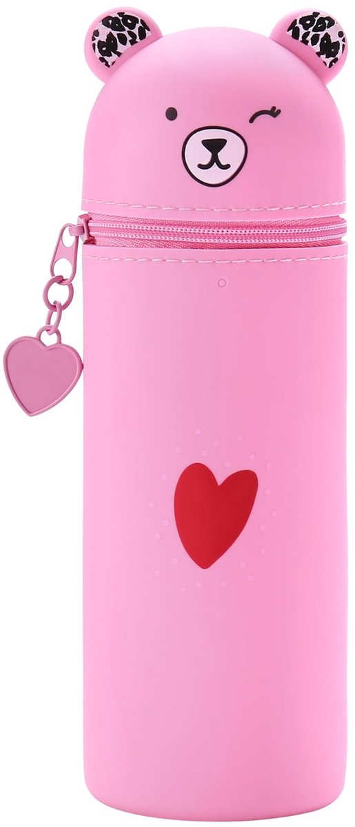 Kawaii Etui Zacht Siliconen - 2-in-1 Pennenbakje voor Scholieren - Roze