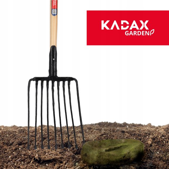 KADAX Aardappelvork van staal, raapvork met D-greep, vork met houten steel, hark, hooivork, steenvork, mestvork, vork voor aardappelen (10 tanden, zwart) van Merkloos	 — afbeelding 5