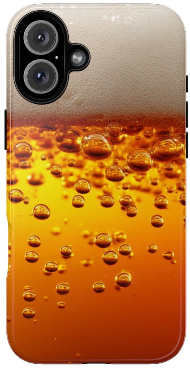 Amberkleurige Bierbellen van Dichtbij – Telefoonhoesje Geschikt voor iPhone 16 Plus