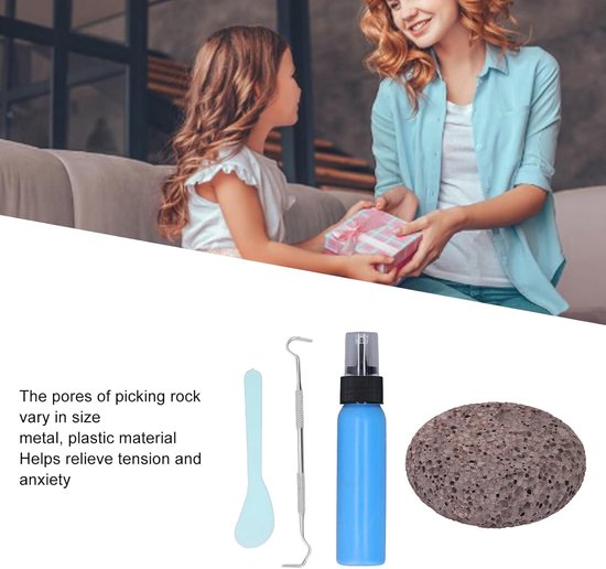 Picking Rock Kit, Latex Padding Flat Round Pick Peel Stone Kit Pick Peel Calming Stone Fidget Toy Anxiety Relief Mental Relaxation for Kids Adults(Blue-latex) — afbeelding 2