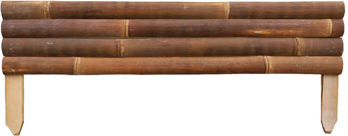 Bamboebaas® bamboe borderrand - 90x35 cm - Donkerbruin - Natuurlijk borderhekje - Insteekomheining voor perkranden - Duurzaam bamboe